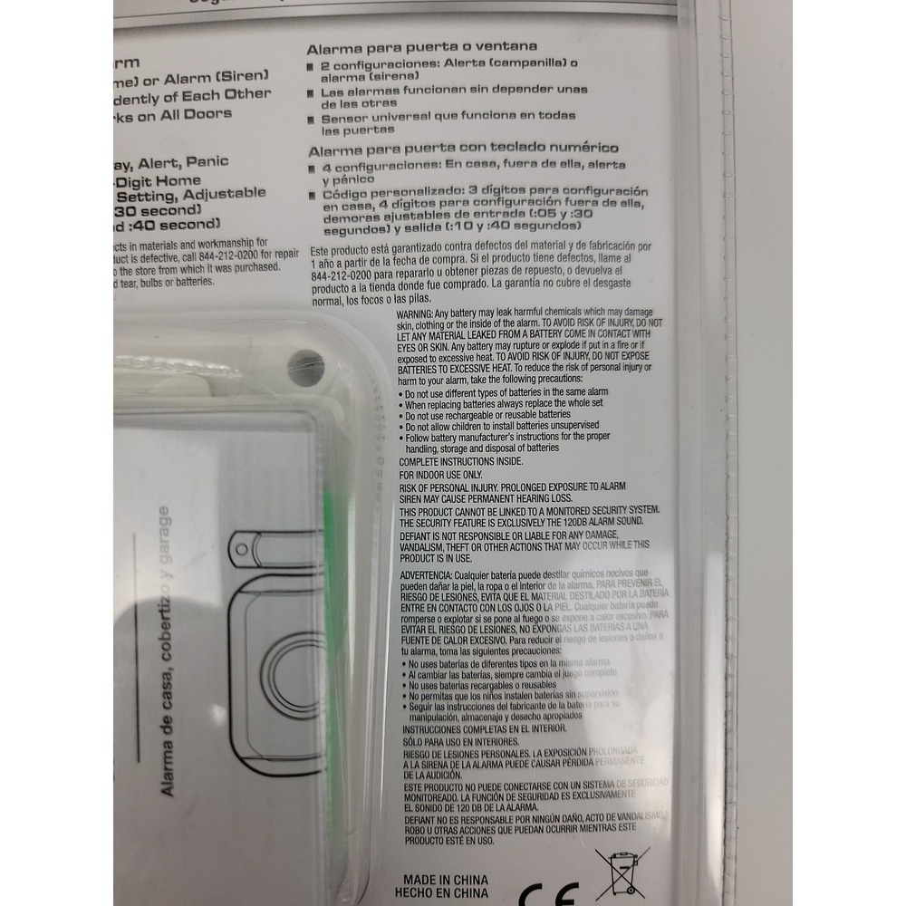 Defiant Wireless Alarm Multipack 120dB Security Door Window Keypad 1001090458 - Picture 8 of 9